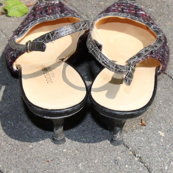 Dolce and Gabbana tweed and crocodile slingbacks - Picture 3 of 6